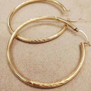 14k Yellow Gold Large Hoop earrings